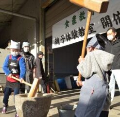 重い杵をよっこらしょ！餅つき体験／岡山西女性部清音支部 | JA