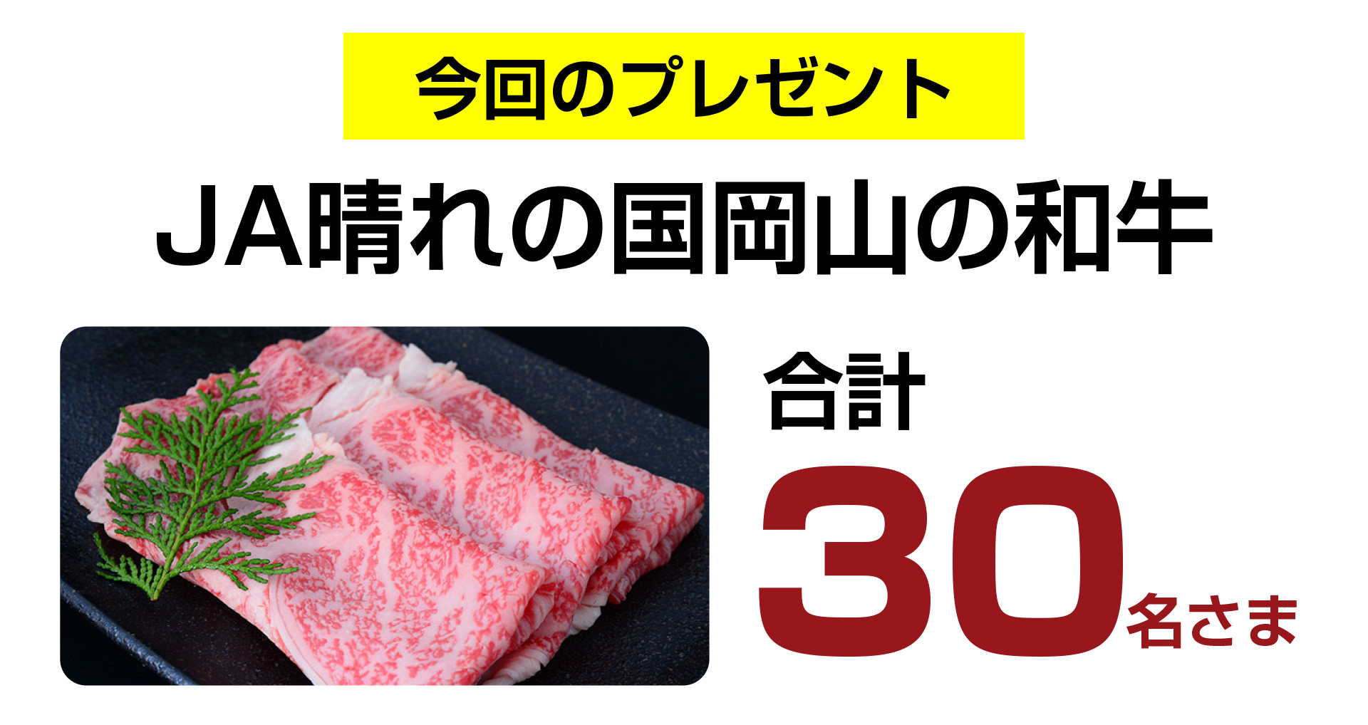 今回のプレゼント JA晴れの国岡山の和牛 合計30名さま