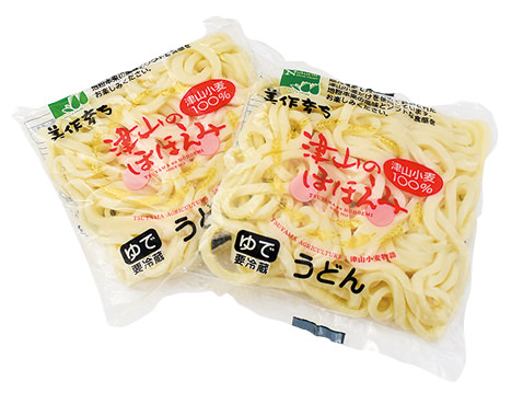 「津山のほほえみ」（津山産小麦）100％使用のうどんの写真