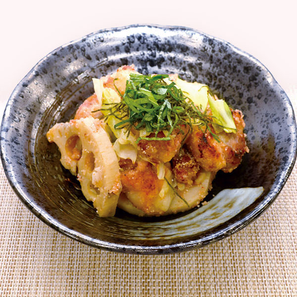 レンコンの明太大葉和えの写真