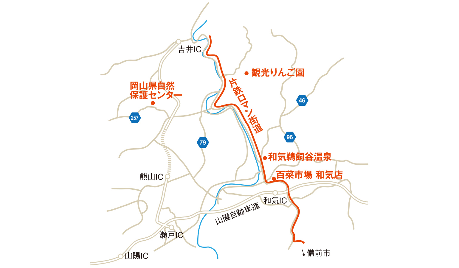 百菜市場と周辺の見所の地図