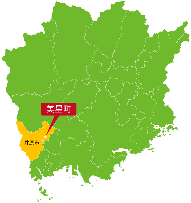 美星町を示す岡山県の地図